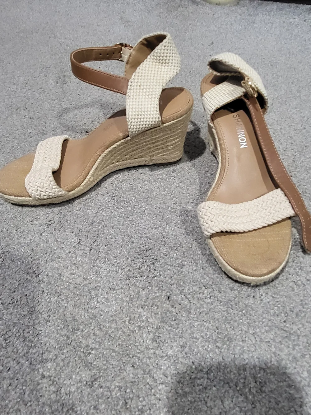 Michael Shannon Cream Braided Espadrille Wedge Sandals - Women's